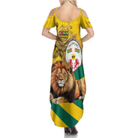Togo Independence Day Family Matching Summer Maxi Dress and Hawaiian Shirt Lion With Coat Of Arms Kente Pattern