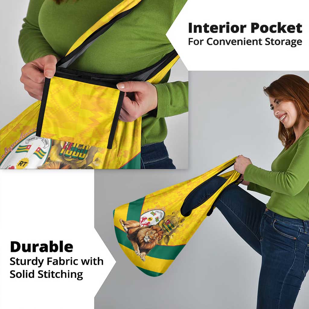 Togo Independence Day Grocery Bag Lion With Coat Of Arms Kente Pattern