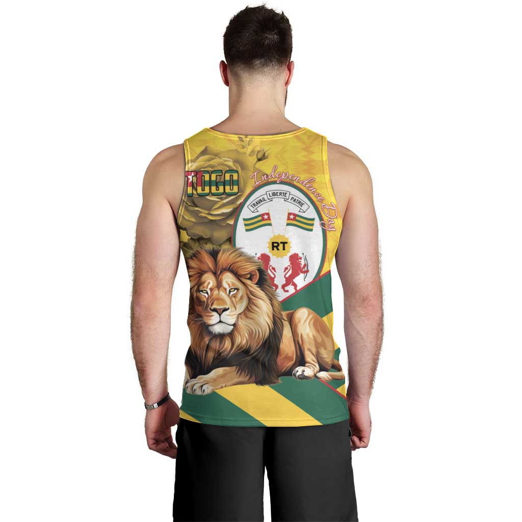 Togo Independence Day Men Tank Top Lion With Coat Of Arms Kente Pattern