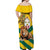 Togo Independence Day Off Shoulder Maxi Dress Lion With Coat Of Arms Kente Pattern