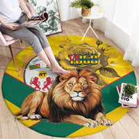 Togo Independence Day Round Carpet Lion With Coat Of Arms Kente Pattern