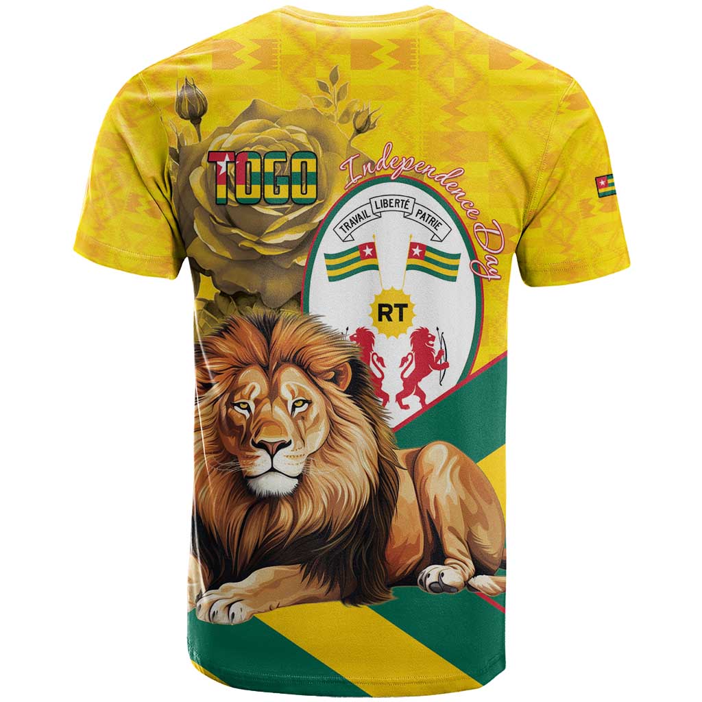 Togo Independence Day T Shirt Lion With Coat Of Arms Kente Pattern