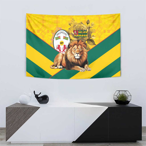 Happy Togo Independence Day Quilt Lion With Coat Of Arms - Kente Pattern LT15 main image 0