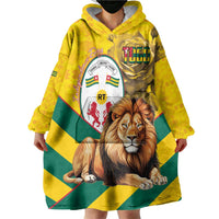 Togo Independence Day Wearable Blanket Hoodie Lion With Coat Of Arms Kente Pattern