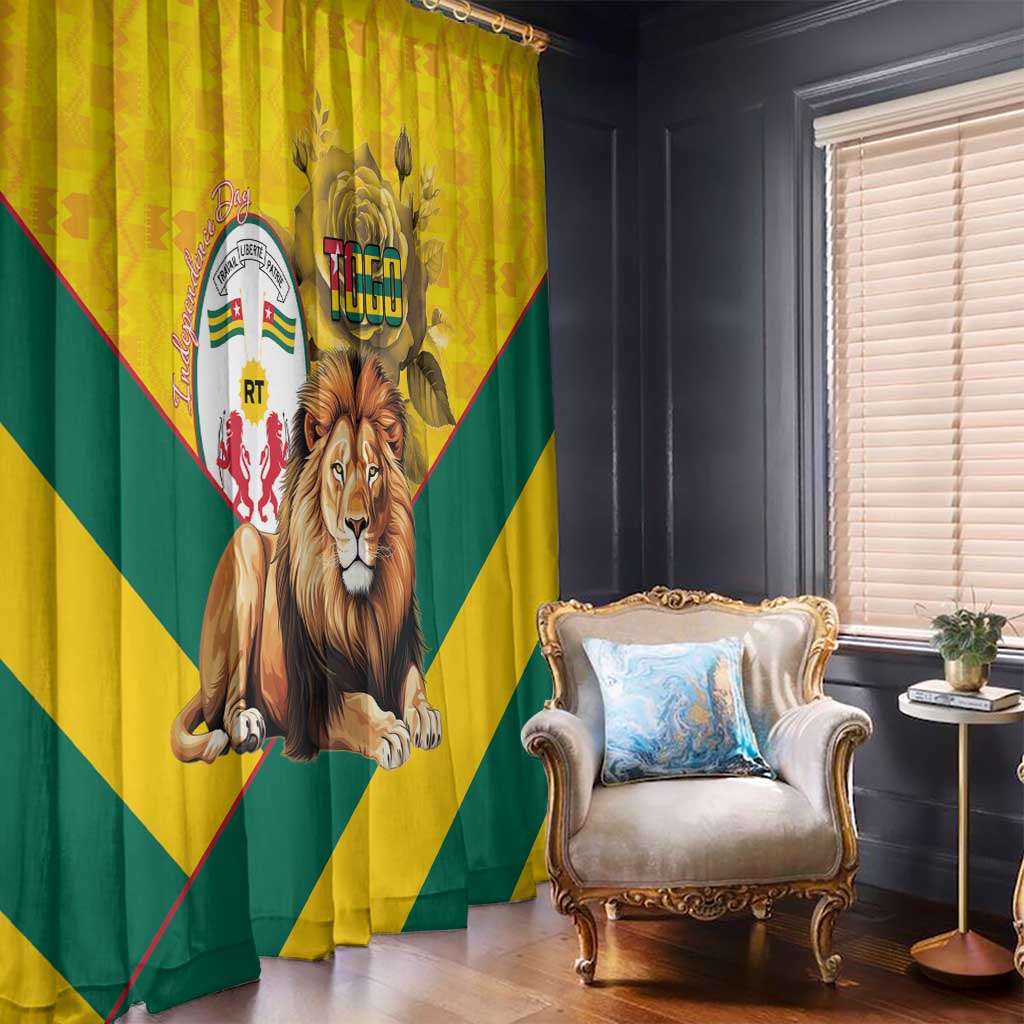 Togo Independence Day Window Curtain Lion With Coat Of Arms Kente Pattern