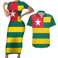 Togo Country Flag Couples Matching Short Sleeve Bodycon Dress and Hawaiian Shirt Togolese Independence