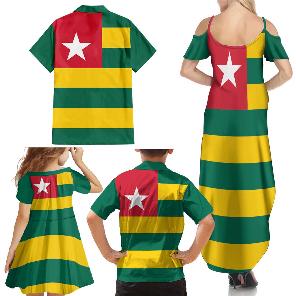 Togo Country Flag Family Matching Summer Maxi Dress and Hawaiian Shirt Togolese Independence