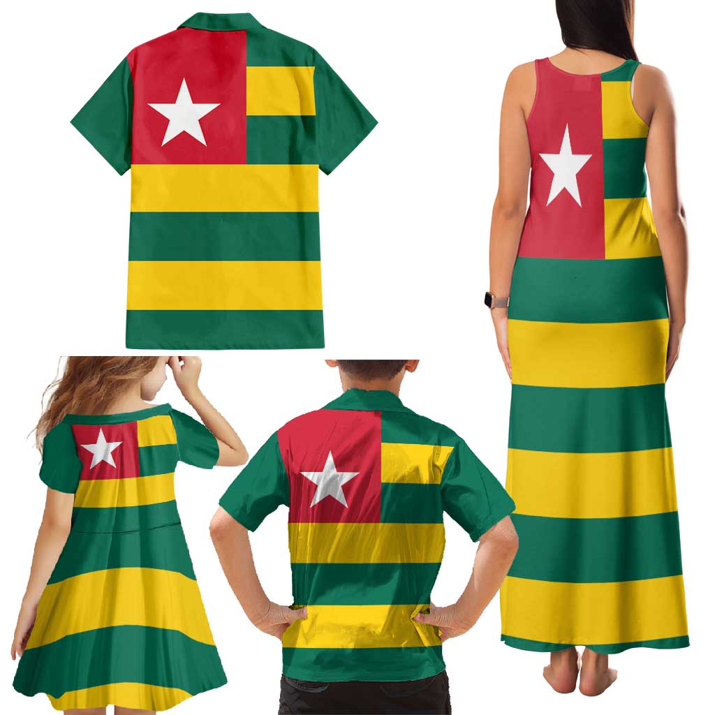 Togo Country Flag Family Matching Tank Maxi Dress and Hawaiian Shirt Togolese Independence