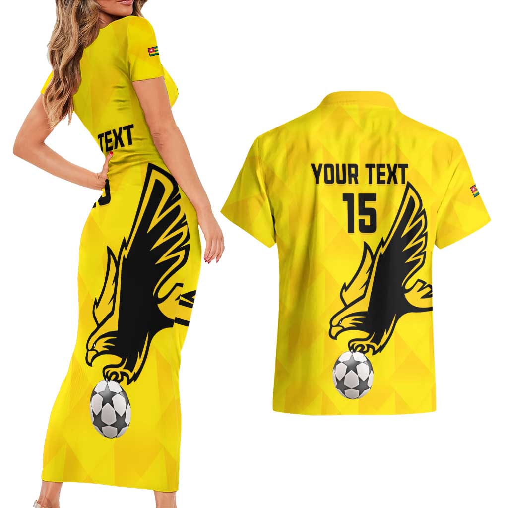 Custom Togo Football Couples Matching Short Sleeve Bodycon Dress and Hawaiian Shirt Come On Les Eperviers