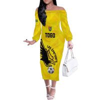 Custom Togo Football Family Matching Off The Shoulder Long Sleeve Dress and Hawaiian Shirt Come On Les Eperviers