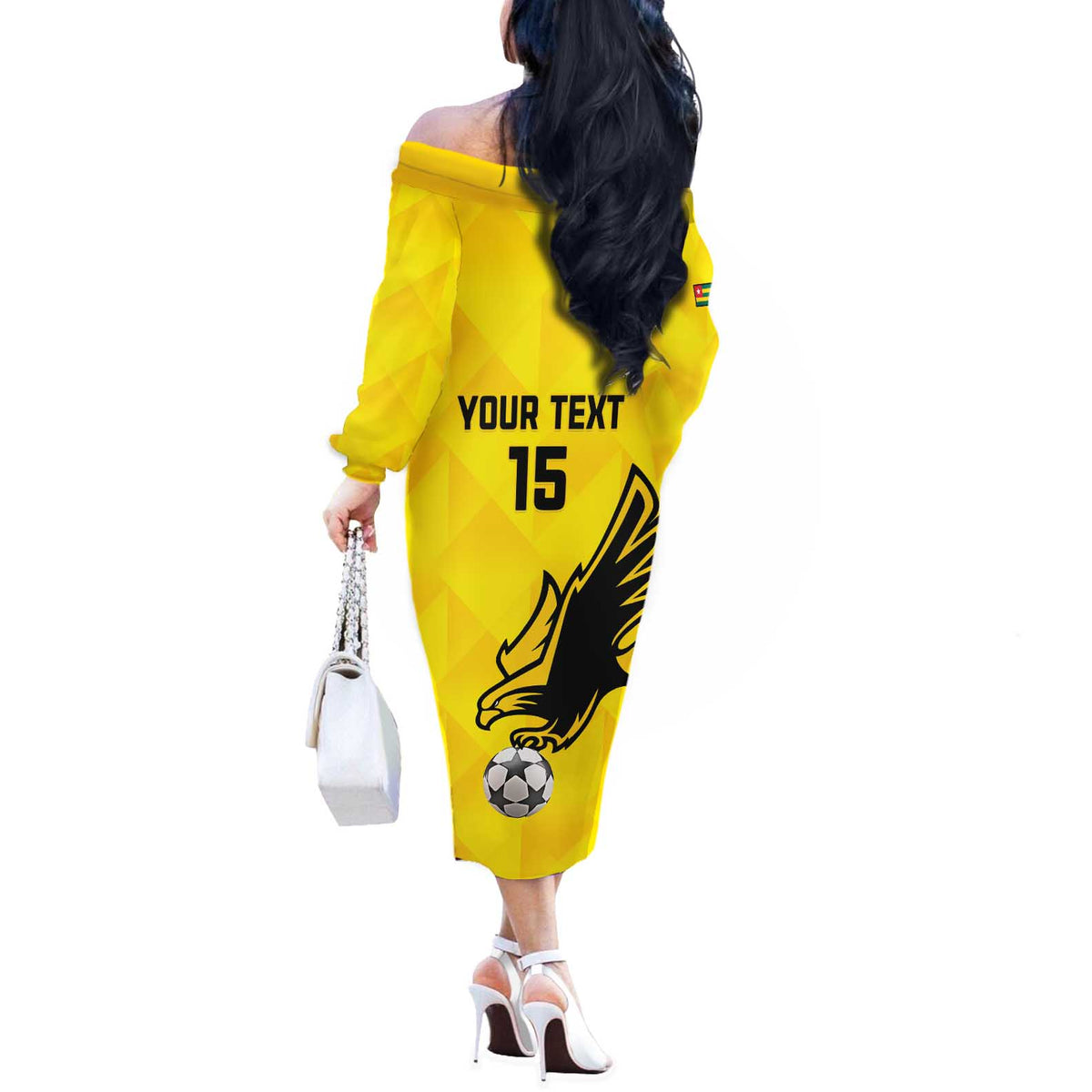 Custom Togo Football Off The Shoulder Long Sleeve Dress Come On Les Eperviers