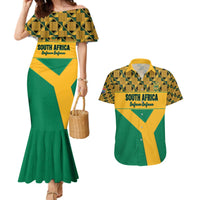 Custom South Africa Soccer Couples Matching Mermaid Dress and Hawaiian Shirt Go Champions