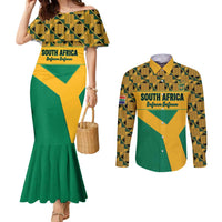 Custom South Africa Soccer Couples Matching Mermaid Dress and Long Sleeve Button Shirt Go Champions
