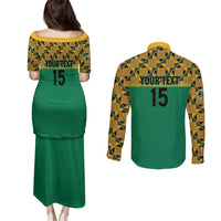 Custom South Africa Soccer Couples Matching Puletasi and Long Sleeve Button Shirt Go Champions