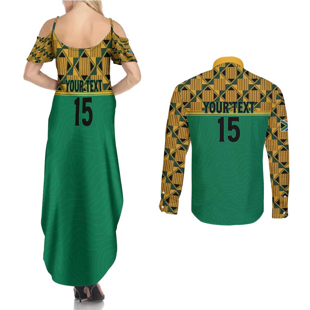 Custom South Africa Soccer Couples Matching Summer Maxi Dress and Long Sleeve Button Shirt Go Champions