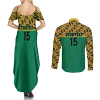 Custom South Africa Soccer Couples Matching Summer Maxi Dress and Long Sleeve Button Shirt Go Champions