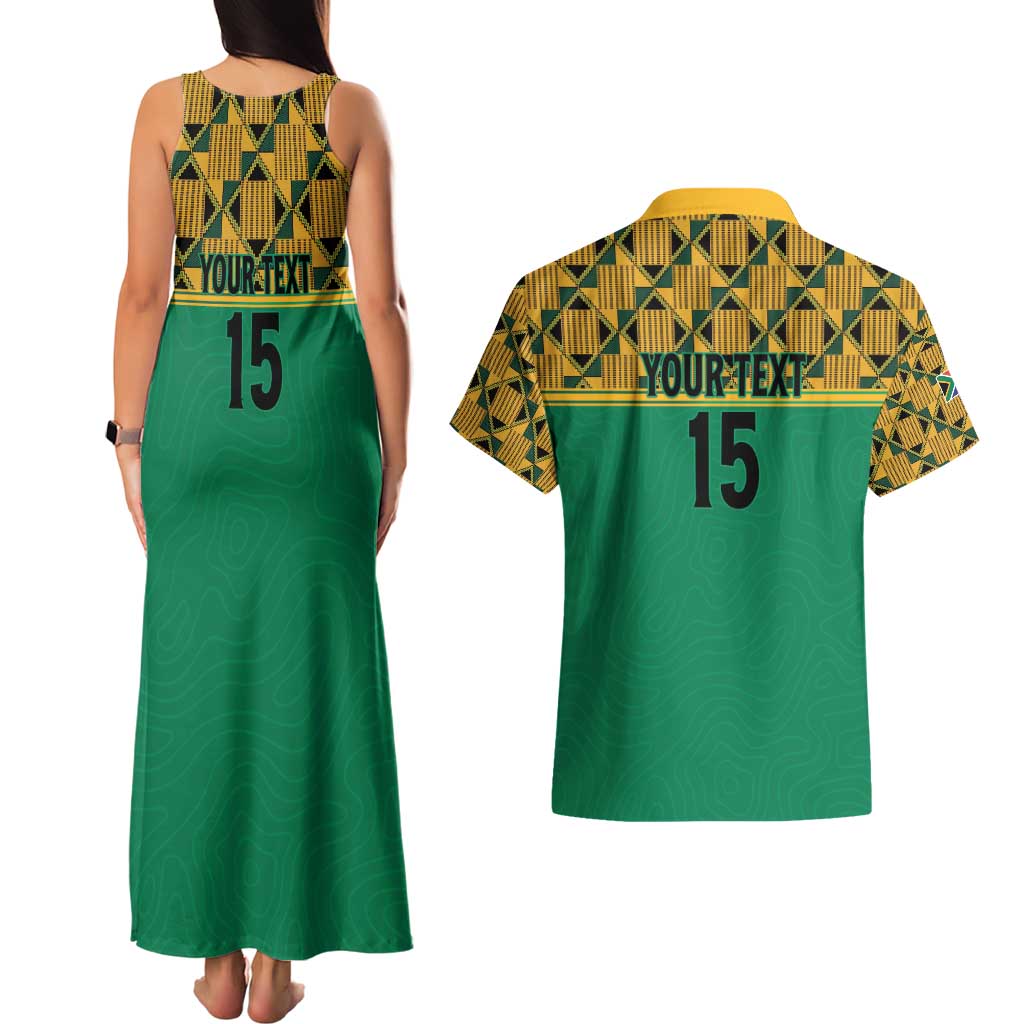 Custom South Africa Soccer Couples Matching Tank Maxi Dress and Hawaiian Shirt Go Champions