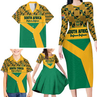 Custom South Africa Soccer Family Matching Long Sleeve Bodycon Dress and Hawaiian Shirt Go Champions