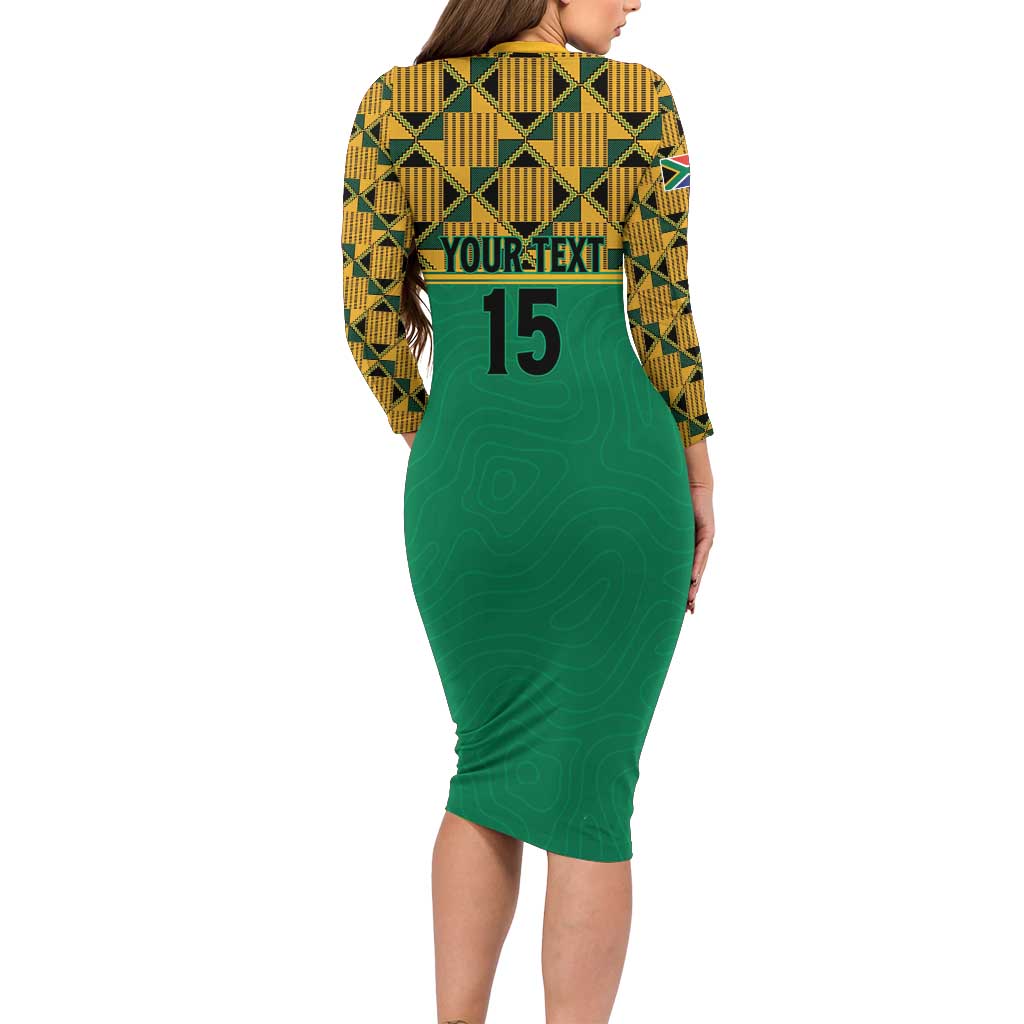 Custom South Africa Soccer Family Matching Long Sleeve Bodycon Dress and Hawaiian Shirt Go Champions