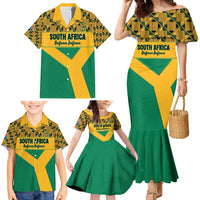 Custom South Africa Soccer Family Matching Mermaid Dress and Hawaiian Shirt Go Champions