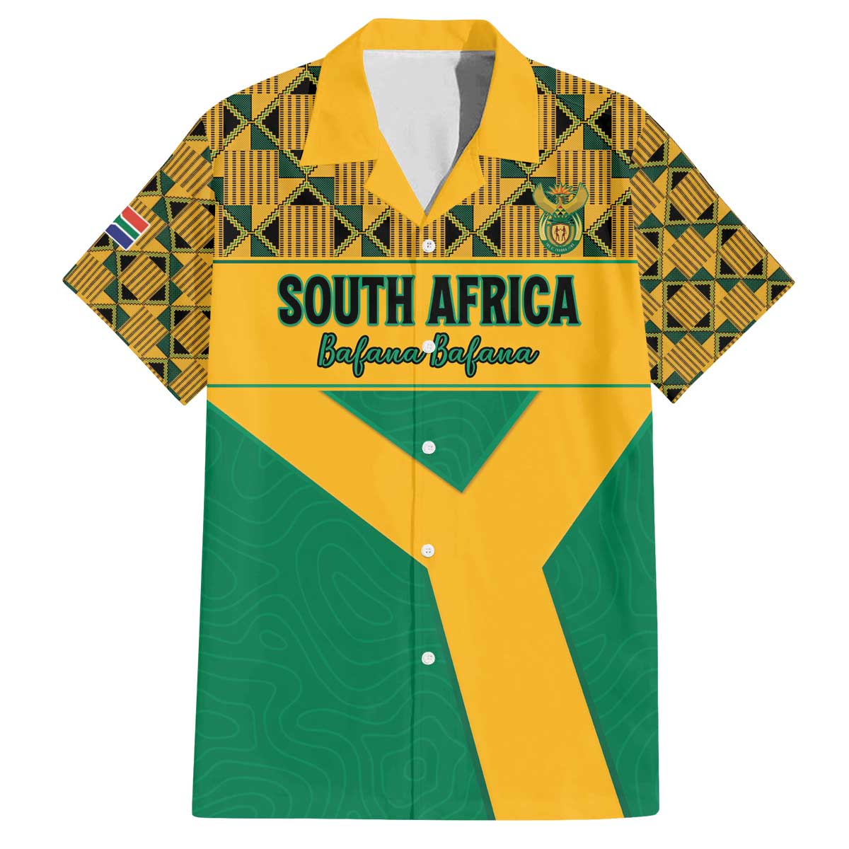 Custom South Africa Soccer Family Matching Off The Shoulder Long Sleeve Dress and Hawaiian Shirt Go Champions
