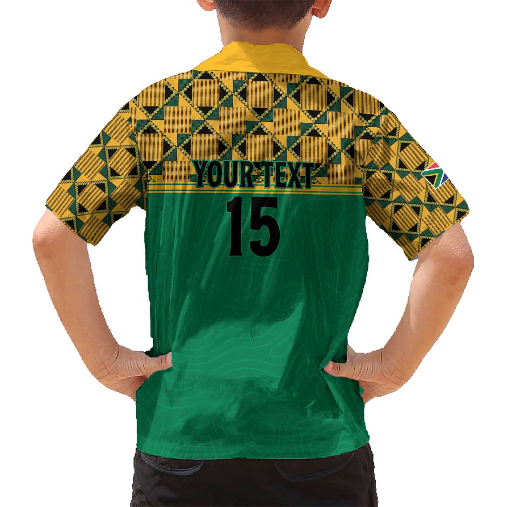 Custom South Africa Soccer Family Matching Off Shoulder Short Dress and Hawaiian Shirt Go Champions