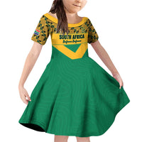 Custom South Africa Soccer Family Matching Off Shoulder Short Dress and Hawaiian Shirt Go Champions