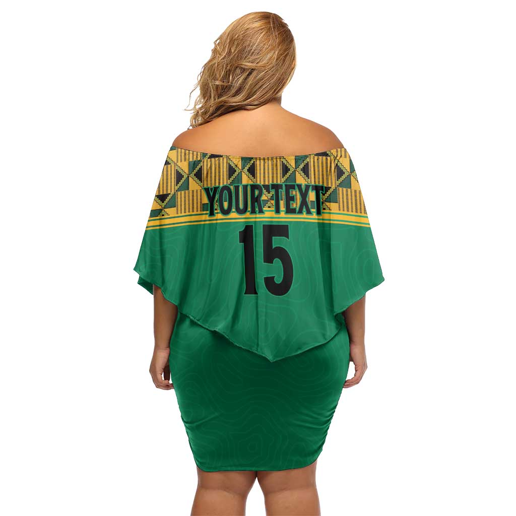 Custom South Africa Soccer Family Matching Off Shoulder Short Dress and Hawaiian Shirt Go Champions