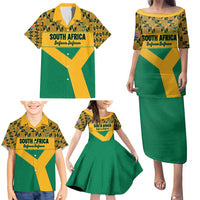 Custom South Africa Soccer Family Matching Puletasi and Hawaiian Shirt Go Champions