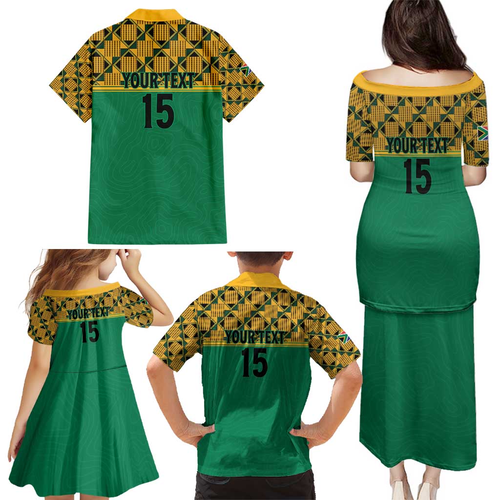 Custom South Africa Soccer Family Matching Puletasi and Hawaiian Shirt Go Champions