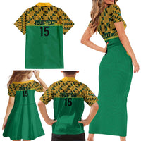 Custom South Africa Soccer Family Matching Short Sleeve Bodycon Dress and Hawaiian Shirt Go Champions