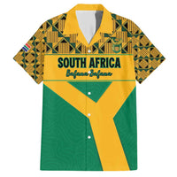 Custom South Africa Soccer Family Matching Short Sleeve Bodycon Dress and Hawaiian Shirt Go Champions