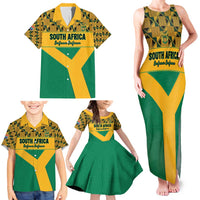 Custom South Africa Soccer Family Matching Tank Maxi Dress and Hawaiian Shirt Go Champions