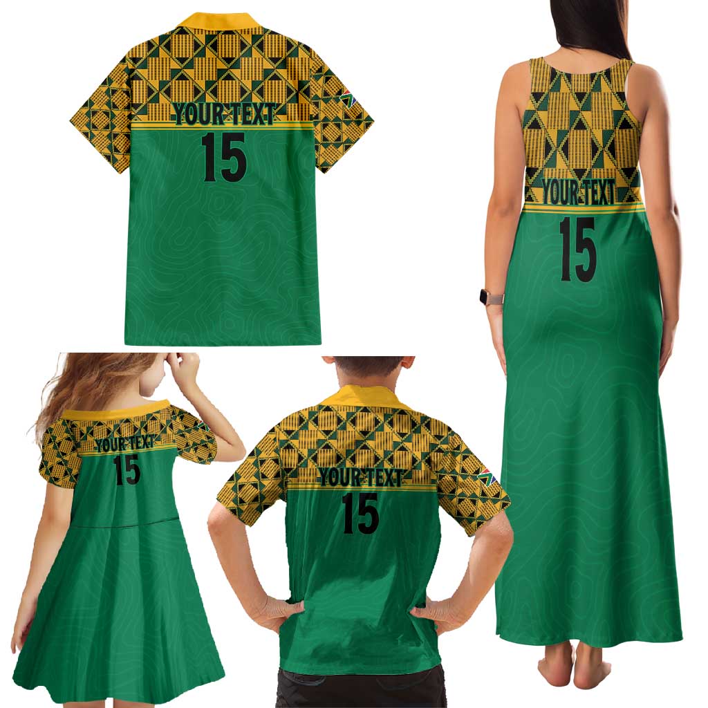 Custom South Africa Soccer Family Matching Tank Maxi Dress and Hawaiian Shirt Go Champions