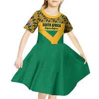 Custom South Africa Soccer Kid Short Sleeve Dress Go Champions