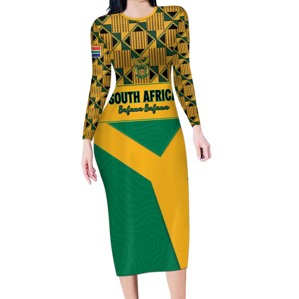 Custom South Africa Soccer Long Sleeve Bodycon Dress Go Champions
