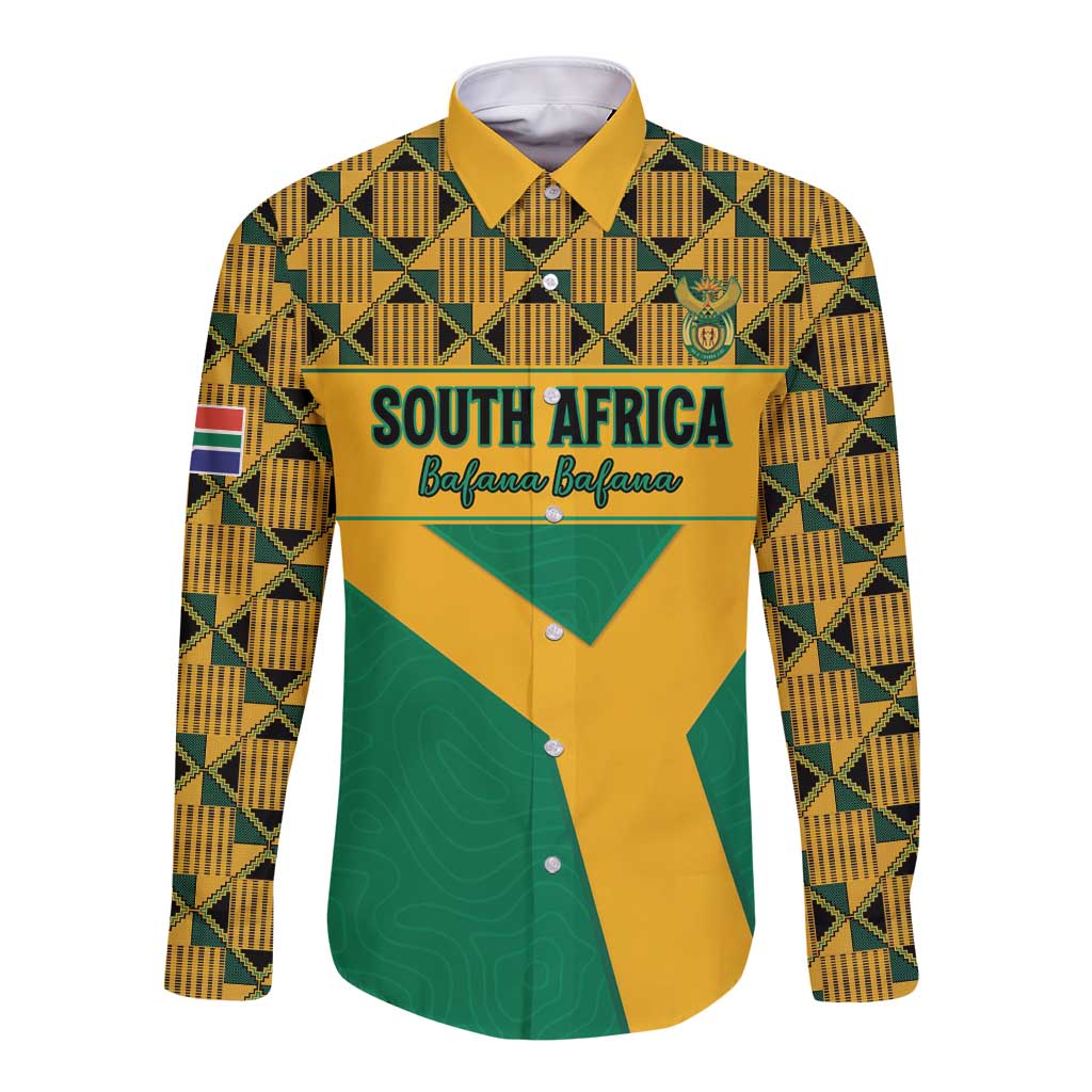 Custom South Africa Soccer Long Sleeve Button Shirt Go Champions