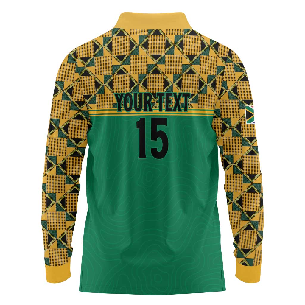 Custom South Africa Soccer Long Sleeve Polo Shirt Go Champions