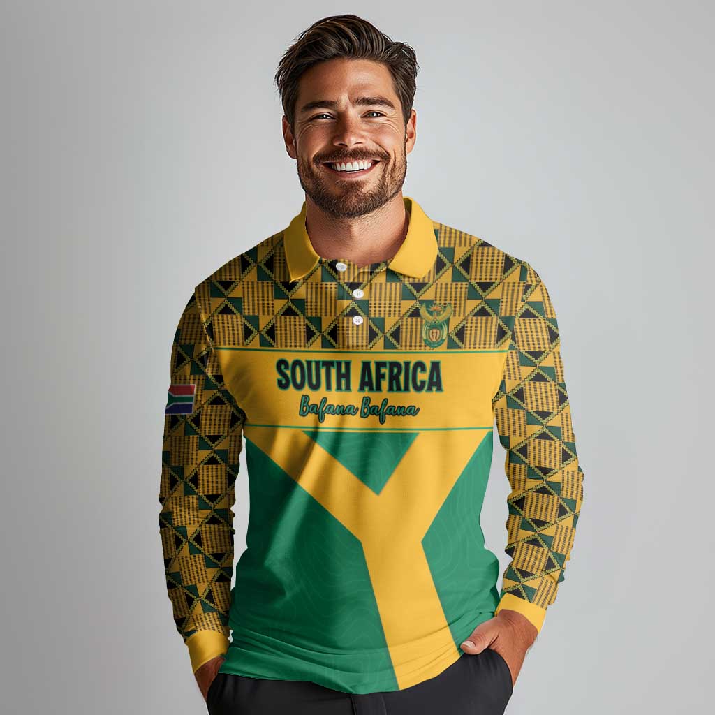 Custom South Africa Soccer Long Sleeve Polo Shirt Go Champions