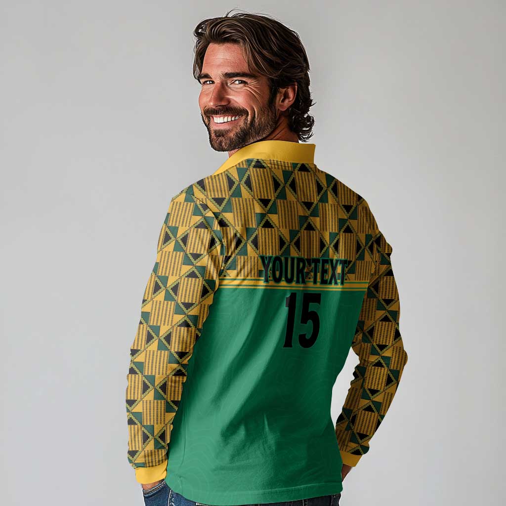 Custom South Africa Soccer Long Sleeve Polo Shirt Go Champions