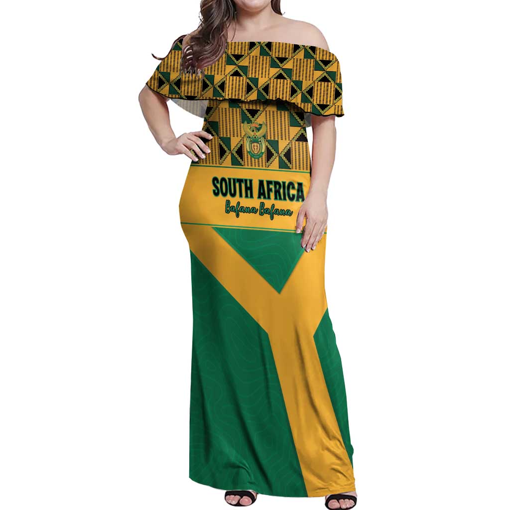Custom South Africa Soccer Off Shoulder Maxi Dress Go Champions