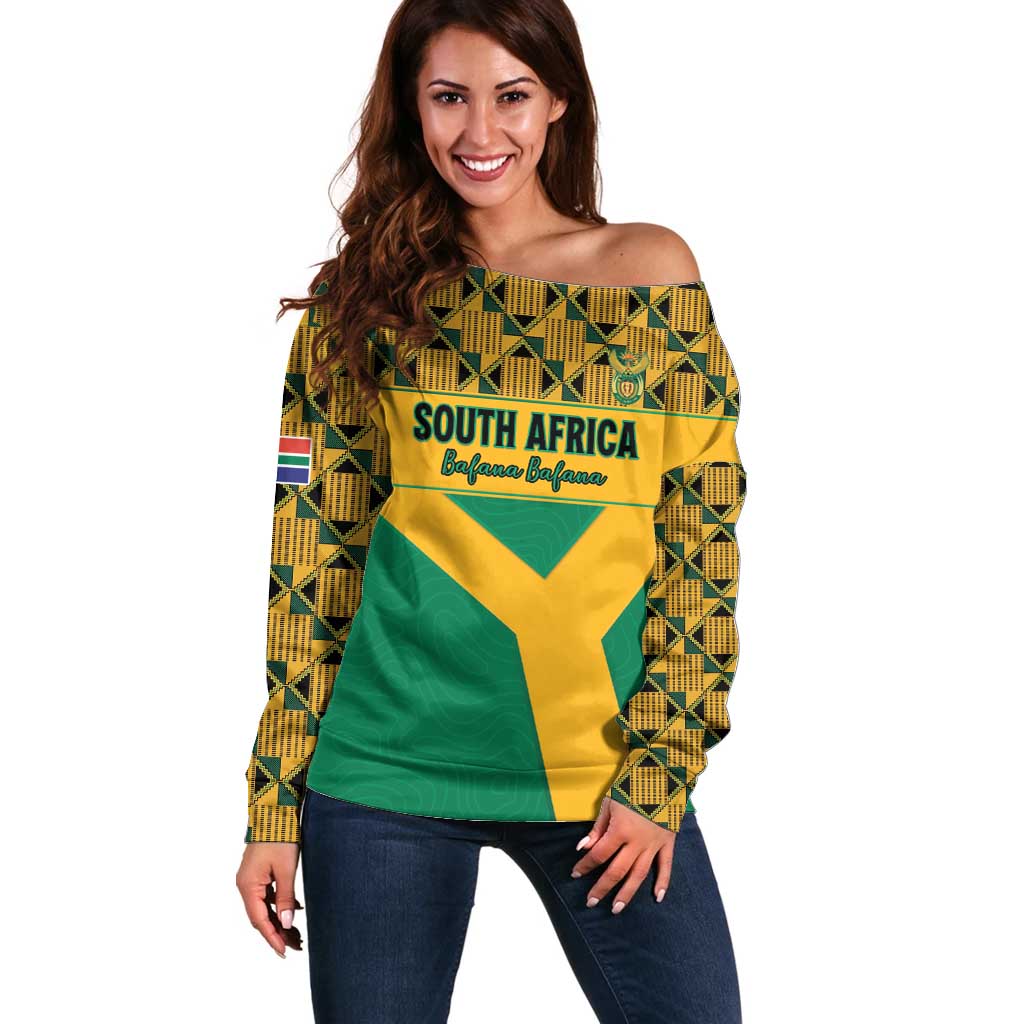 Custom South Africa Soccer Off Shoulder Sweater Go Champions