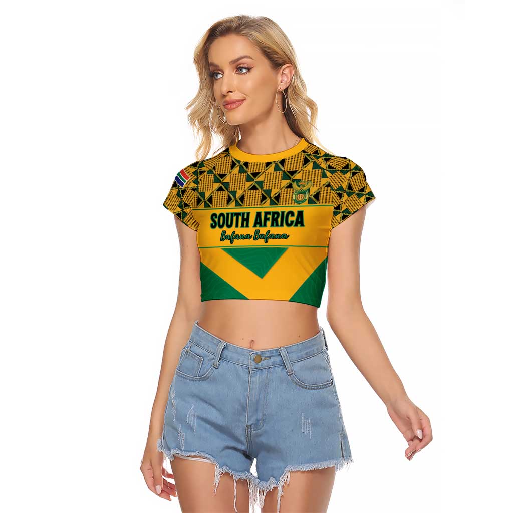 Custom South Africa Soccer Raglan Cropped T Shirt Go Champions