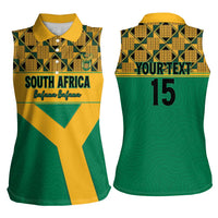 Custom South Africa Soccer Women Sleeveless Polo Shirt Go Champions