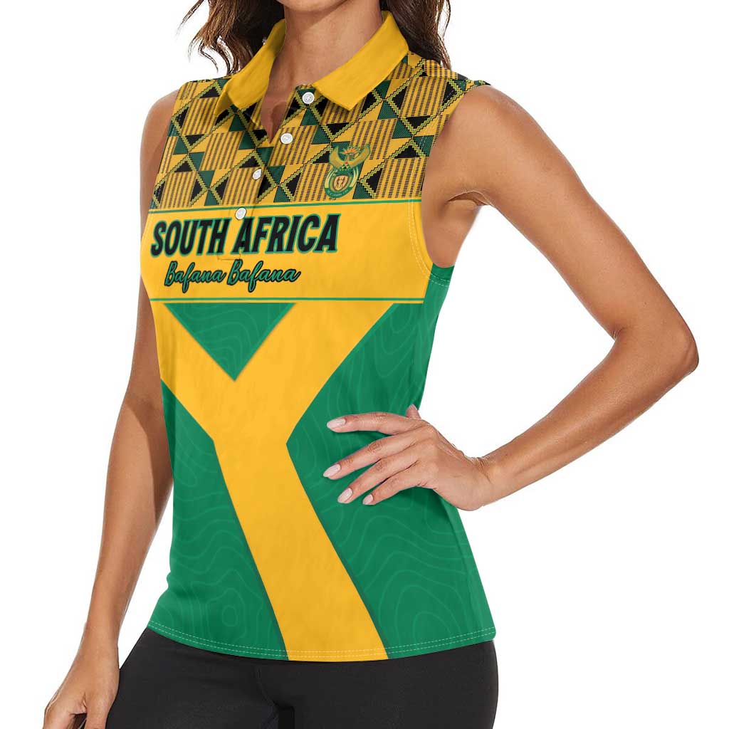 Custom South Africa Soccer Women Sleeveless Polo Shirt Go Champions