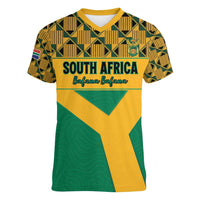 Custom South Africa Soccer Women V-Neck T-Shirt Go Champions