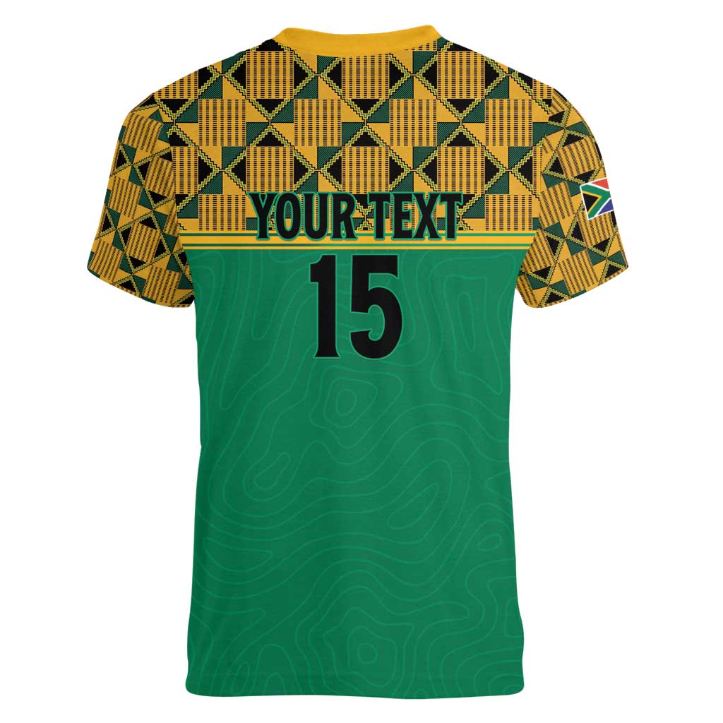 Custom South Africa Soccer Women V-Neck T-Shirt Go Champions