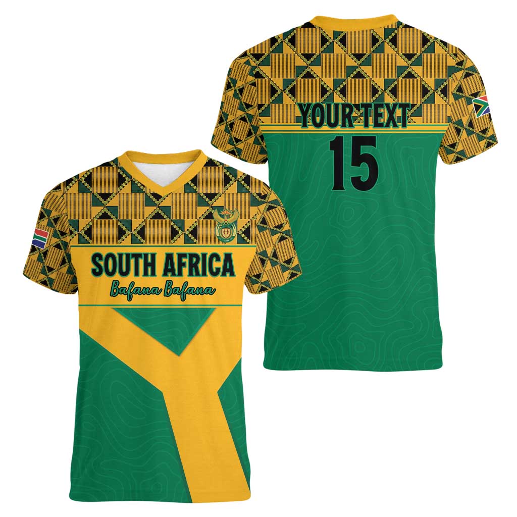 Custom South Africa Soccer Women V-Neck T-Shirt Go Champions