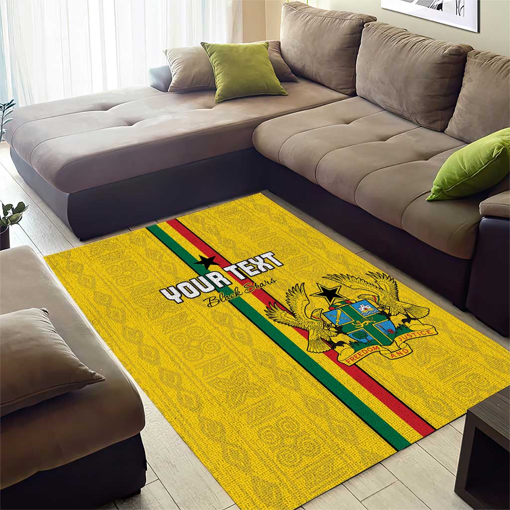 Custom Ghana Football Area Rug Go Black Stars Go