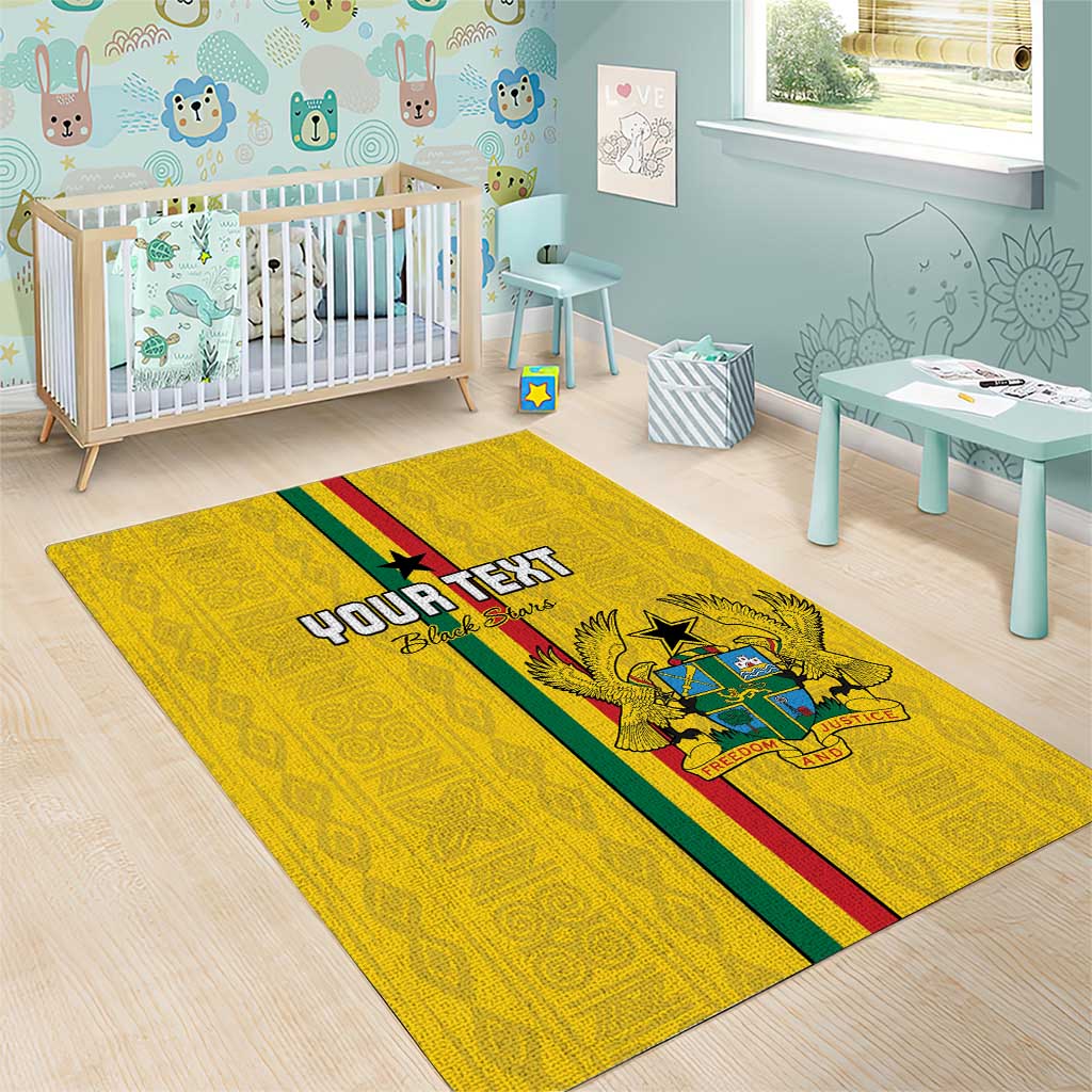 Custom Ghana Football Area Rug Go Black Stars Go